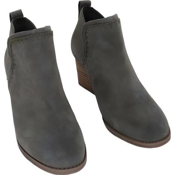 TOMS Shoes - TOMS Kaia wedge bootie suede ankle boots canteen green for women 39